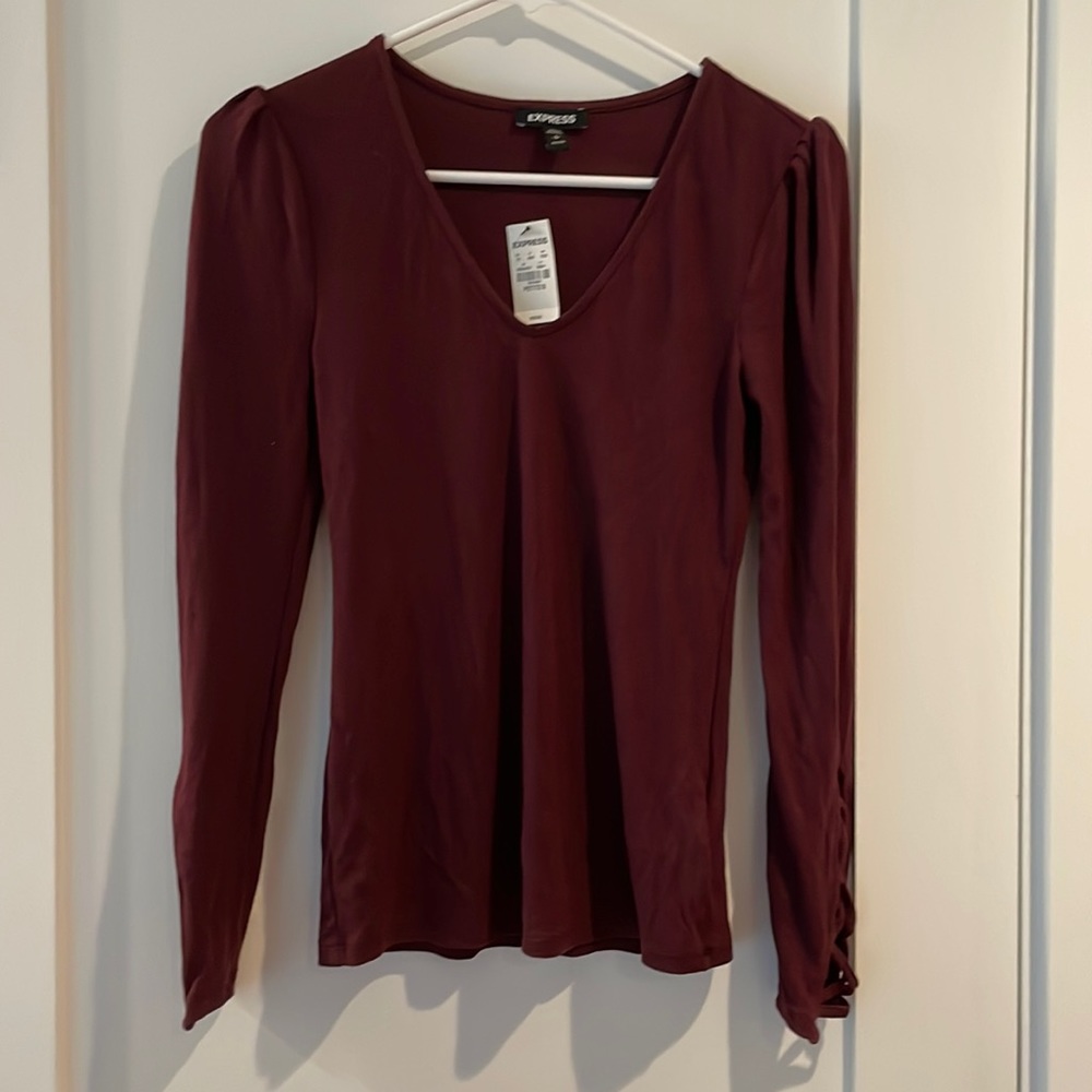 Express S maroon long sleeve shirt